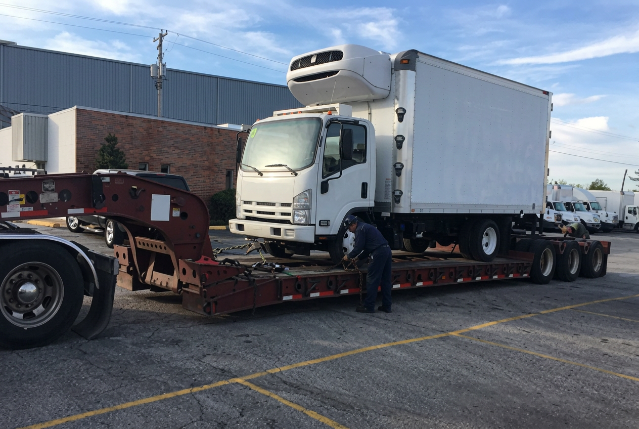 Heavy-duty recovery equipment on a residential street